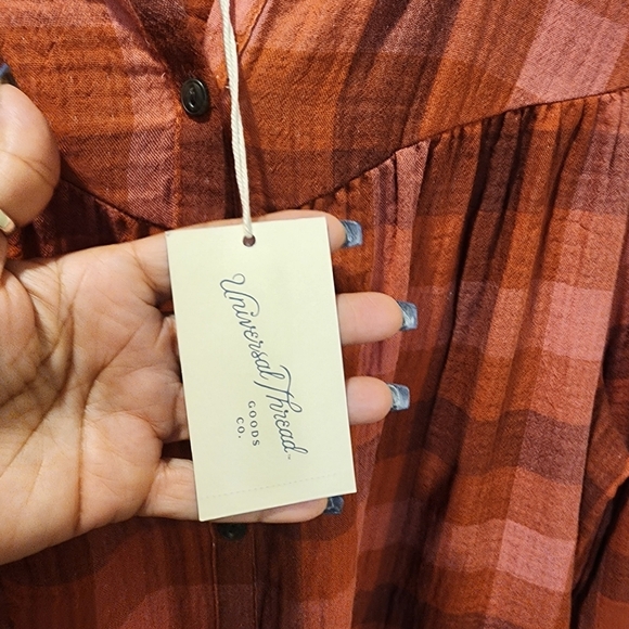 Universal Threads long Sleeves Plaid Crew Neck Casual Blouse size L NWT - Picture 6 of 12